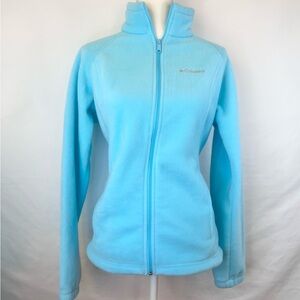 Columbia Women's Aqua Blue Fleece Jacket Full Zip Size Large Outdoor Cozycore